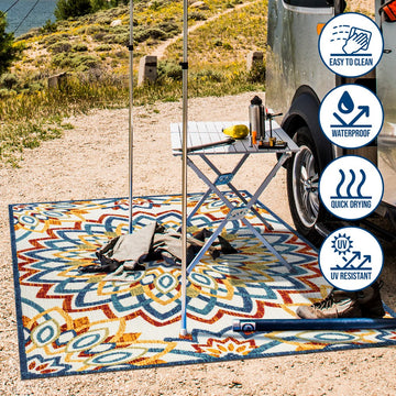 Flora Abstract Bold Mandala High-low Indoor/outdoor Area Rug